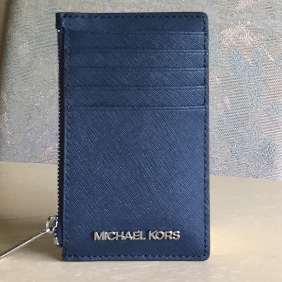 Michael Kors Navy Leather Card Holder Case - Picture 2 of 9